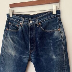 Levis 501 Original Fit 31x30 Jeans Dark Wash Blue Straight Leg Button Fly Pants